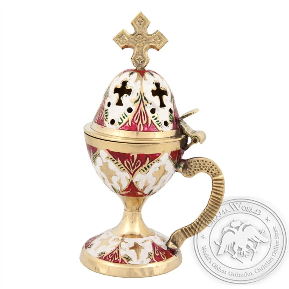 Byzantine Brass Home Censer with Enamel Coating - H73