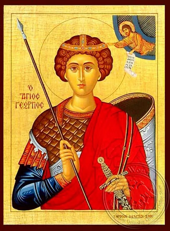 წმინდა დიდმოწამე გიორგი, ნახევარი, ხელნაწერი ხატი