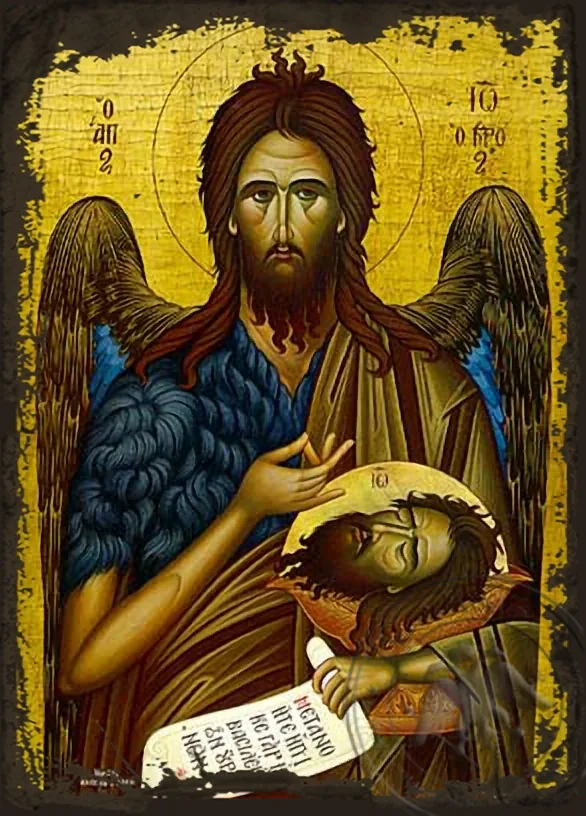 Saint John the Forerunner - Aged Byzantine Icon