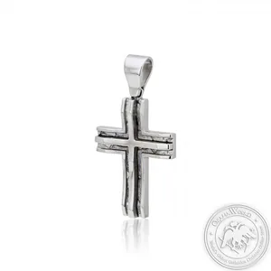 Christening Cross for Boys made of White Gold-Plated Sterling Silver 925
