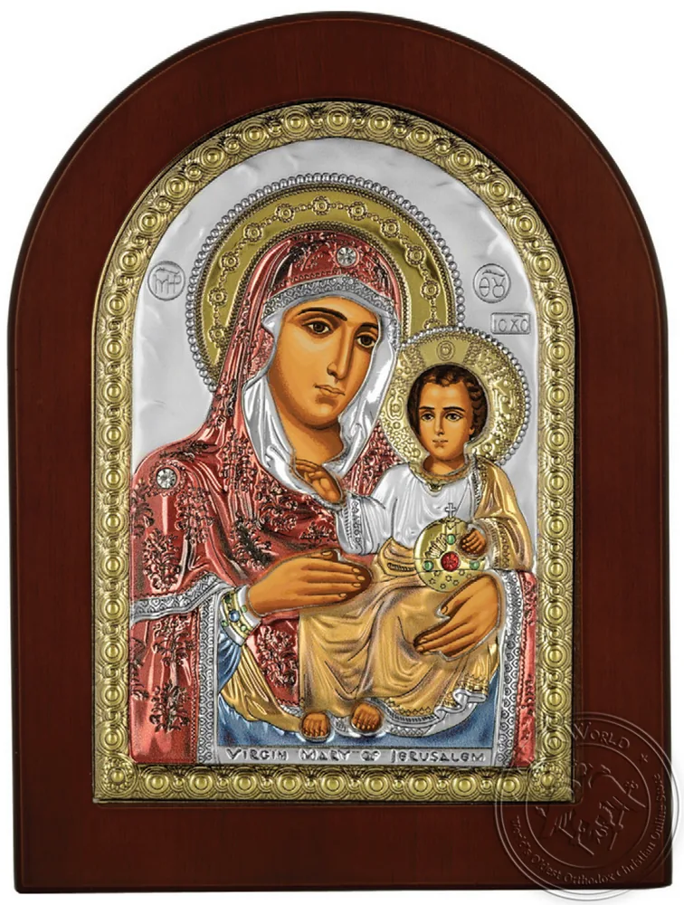 Божия Матерь Иерусалимская, икона под серебро