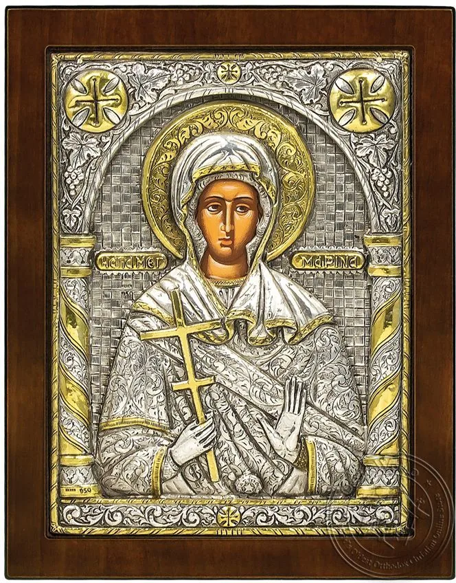 Saint Marina - Silver Gold Plated Icon