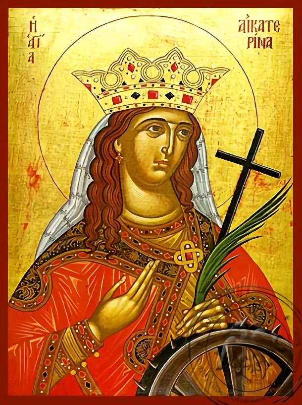 Святая великомученица Екатерина, Александрийская, рукописная икона