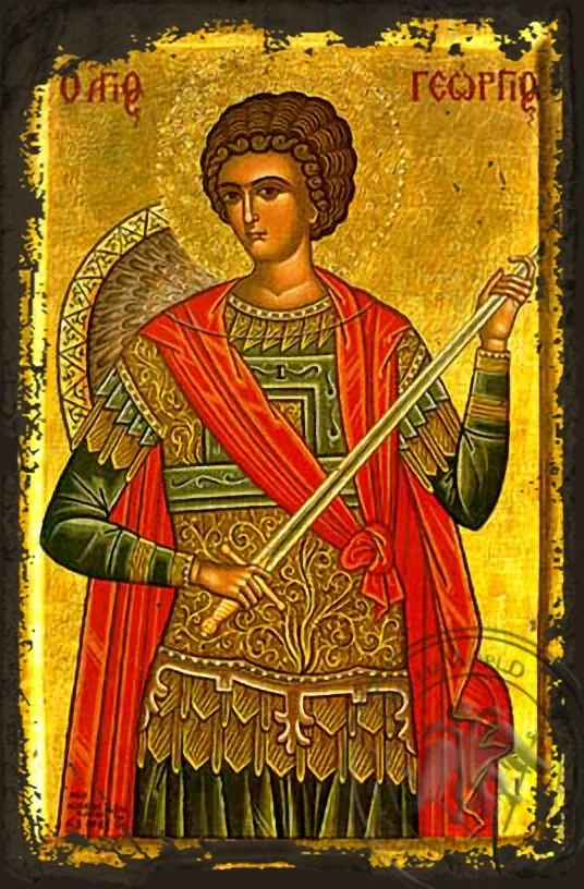Saint George the Great Martyr, Half - Aged Byzantine Icon