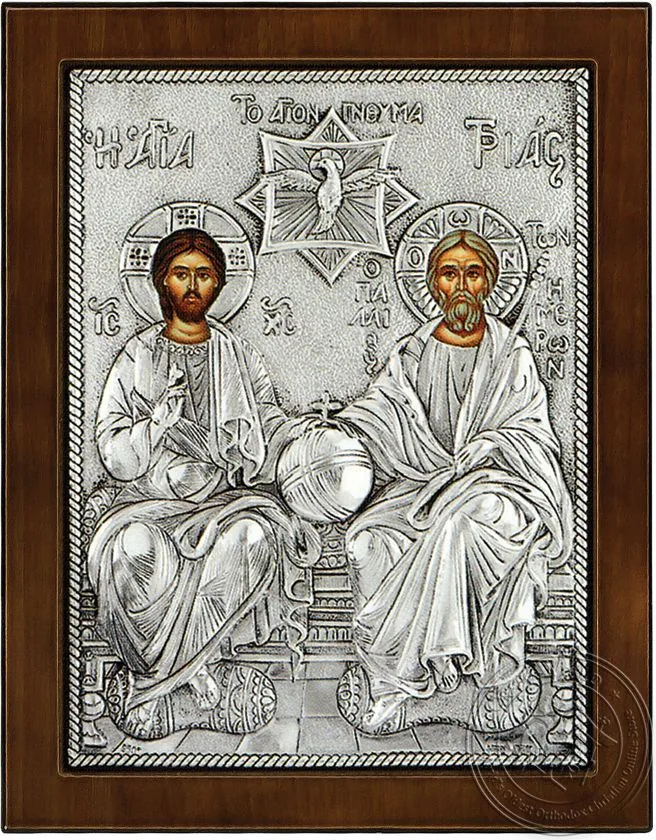 Святая Троица, серебряная икона