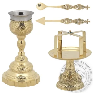 Byzantine Brass Ecclesiastical Chalice Set