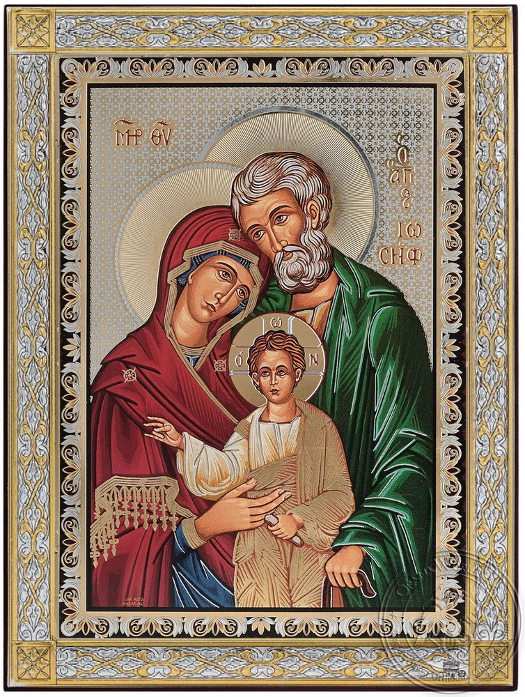The Holy Family - Silver Icon Gold Print