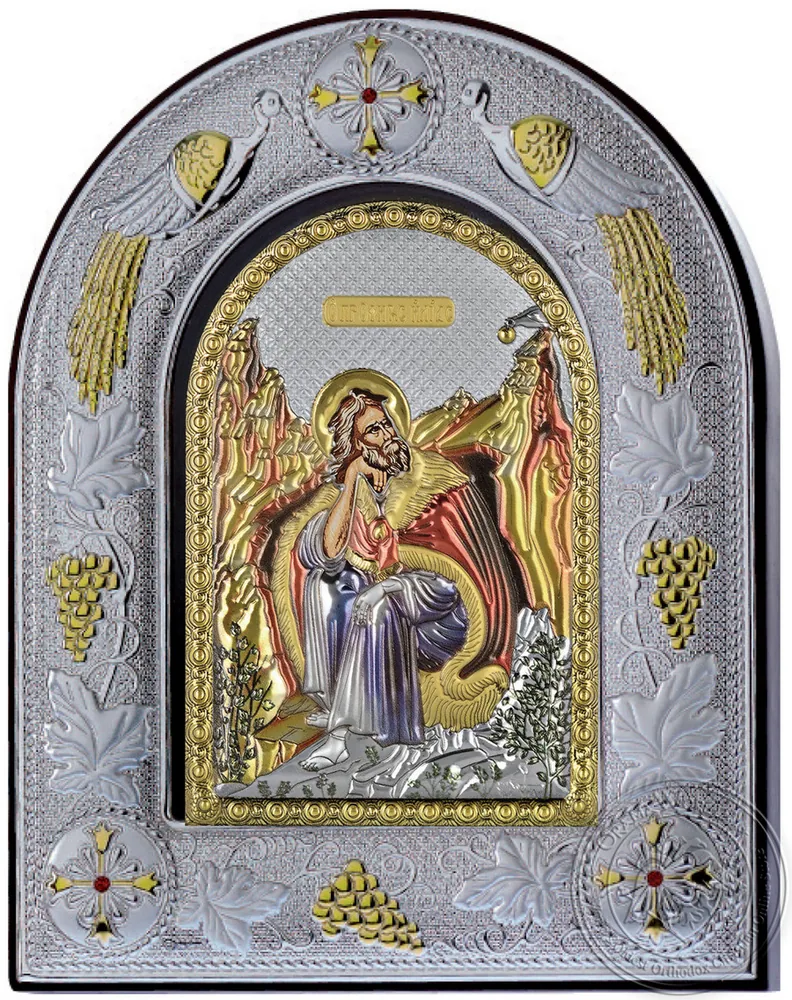 წინასწარმეტყველი ელია, ვერცხლისფერი ხატი მინის ჩარჩოში