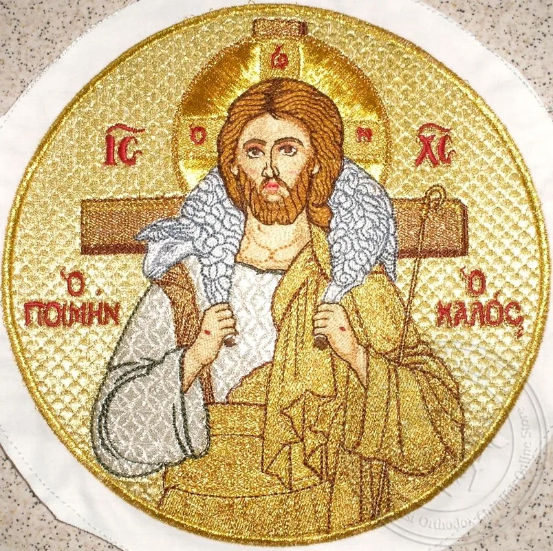 კეთილი მწყემსი ნაქარგი ფონით, ფელონის ნაქარგი მედალიონი, 3285
