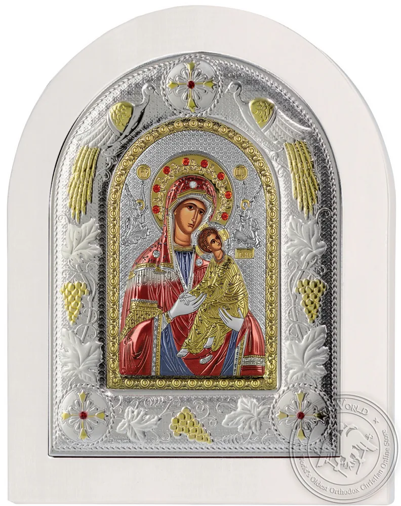 ყოვლადწმინდა ღვთისმშობელი უხრწნელი, ვერცხლისფერი ხატი თეთრ ხეზე