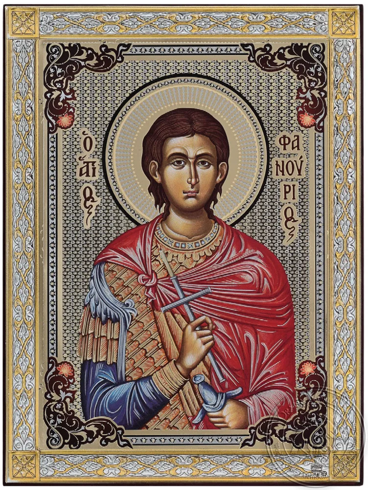 წმინდა ფანურიოსი, ვერცხლის ხატი ოქროს ბეჭდვით
