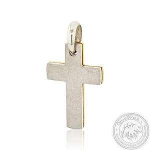 Christening Cross for Boys made of 14K Yellow and White Gold