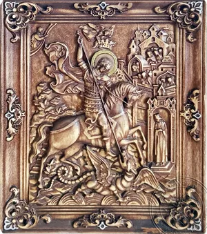 წმინდა გიორგი, ხელნაკეთი ხის ნაკვეთი ხატი