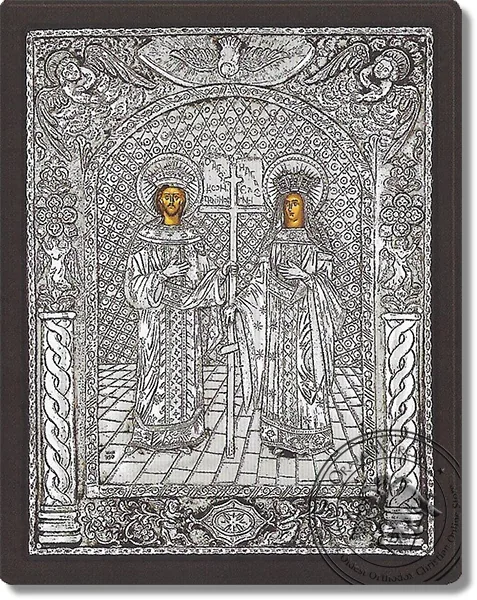 Константин & Елена, серебряная икона
