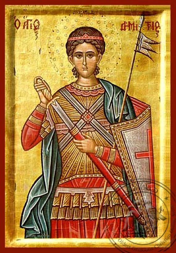 Святой Димитрий Мироточивый, половина, рукописная икона