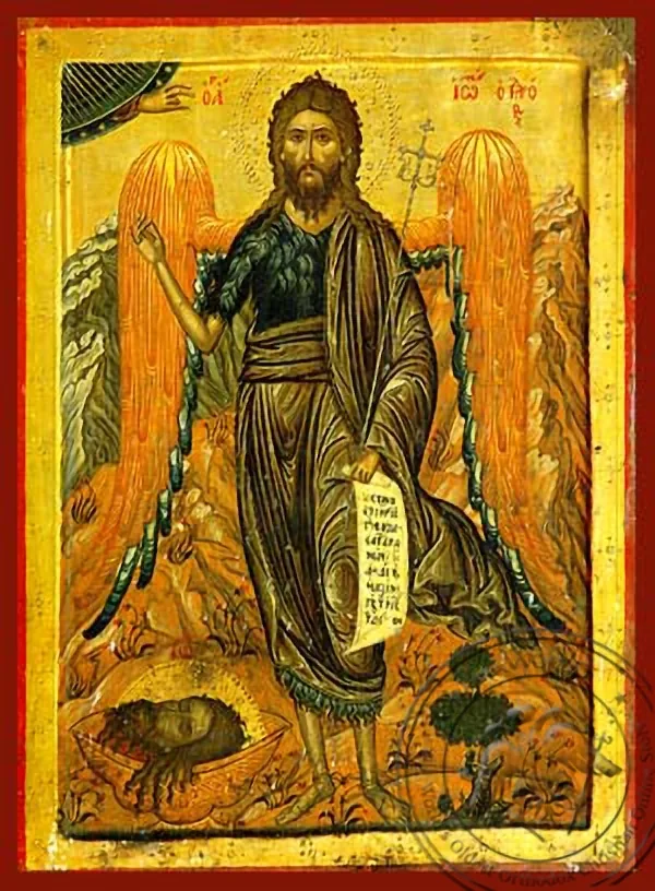 წმინდა იოანე წინამორბედი, უდაბნოს ფრინველი, ხელნაწერი ხატი