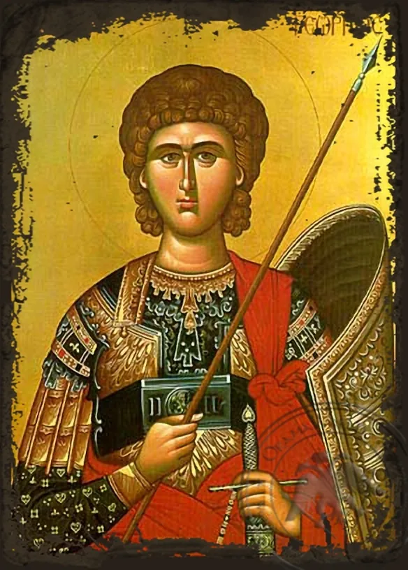 Святой великомученик Георгий, половина, византийская икона под старину