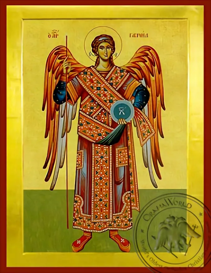 მთავარანგელოზი გაბრიელი, სრული ტანით, ბიზანტიური ხატი