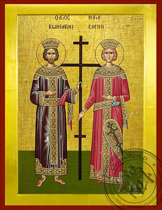 Святые Константин и Елена, в полный рост, византийская икона