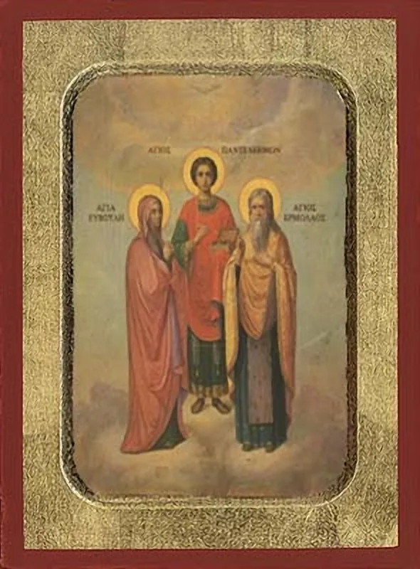 წმინდა პანტელეიმონი, ევვულა, ერმოლაოსი, ხელნაწერი ხატი