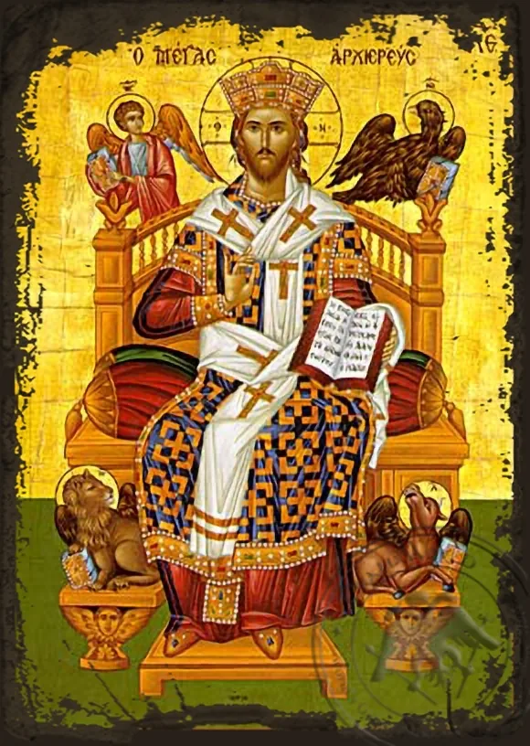 Великий Архиерей на престоле, византийская икона под старину