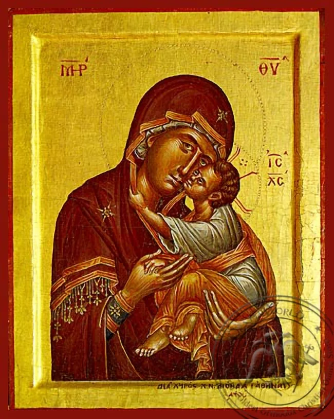 Virgin and Child, Sweet Kissing - Hand Painted Icon