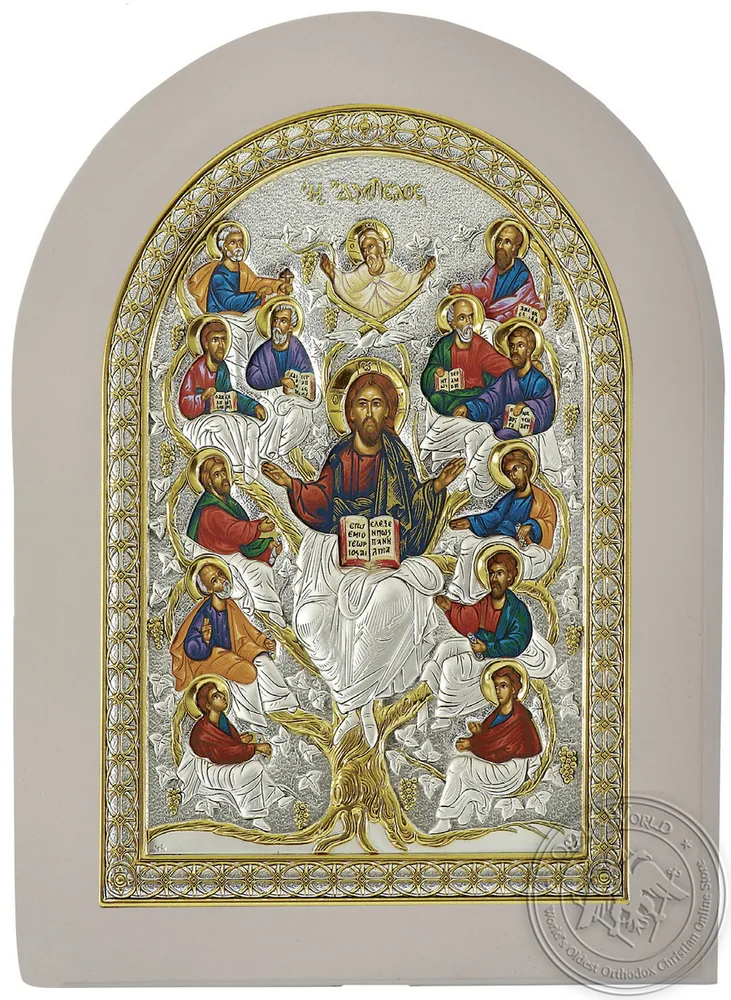იესო ქრისტე ჭეშმარიტი ვაზი, ვერცხლისფერი ხატი თეთრ ხეზე
