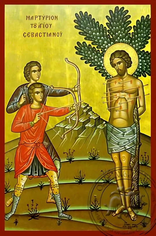 Saint Sevastianos the Martyrdom - Hand-Painted Icon