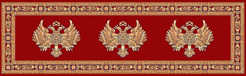 Rectangular Ecclesiastical Carpet with Double-headed Eagles in Red Color