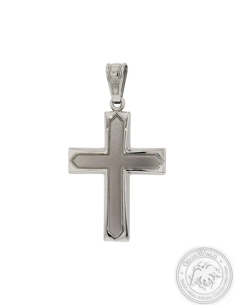 Christening Cross for Boys made of 14K White Gold