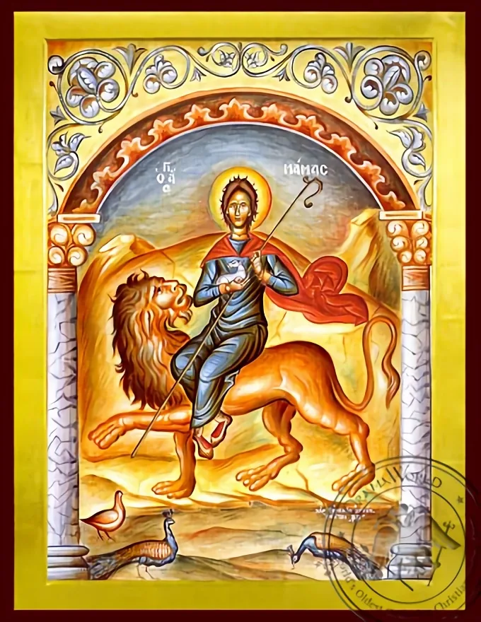 წმინდა მამანტი, მოწამე, კესარიელი, ლომზე, ბიზანტიური ხატი