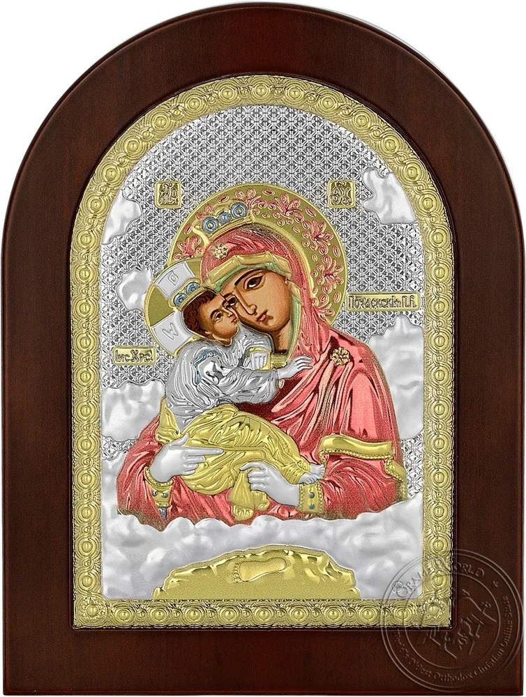 Пресвятая Богородица Почаев, икона под серебро