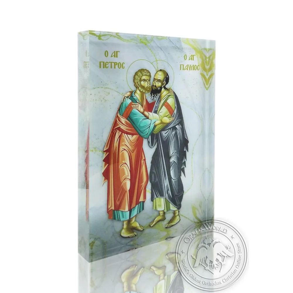 Святые Пётр и Павел, прозрачная византийская икона