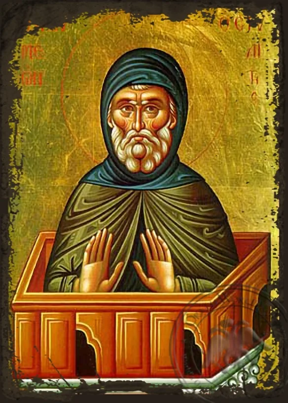 Святой Симеон Столпник, византийская икона под старину