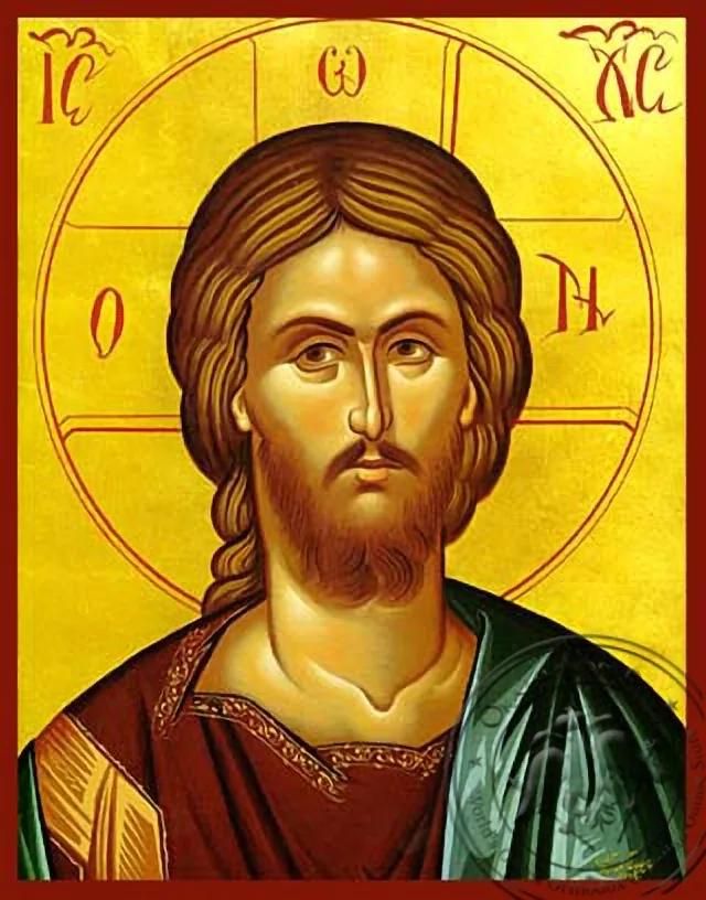 ქრისტე, მკერდამდე, ხელნაწერი ხატი
