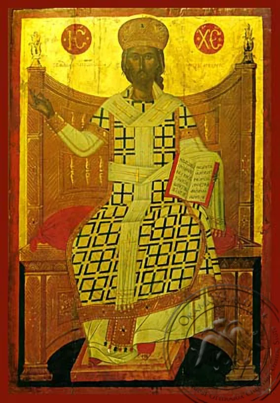 Christ Blessing, King of Kings and Great High Priest, Enthroned - Hand Painted Icon