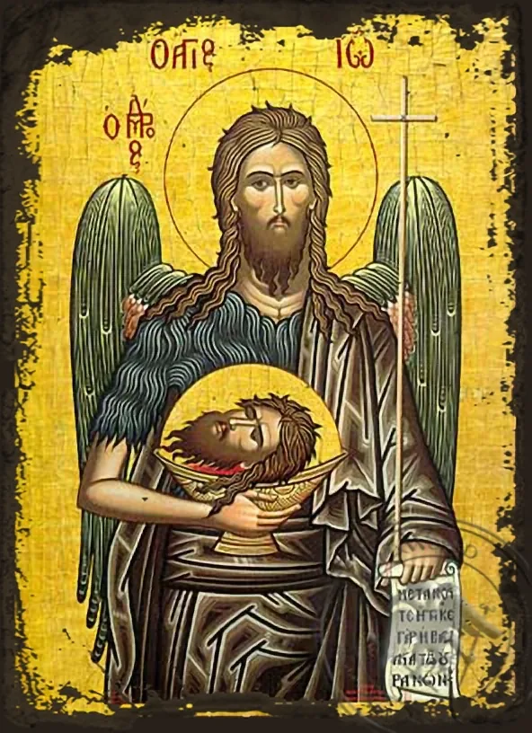 Saint John the Baptist - Aged Byzantine Icon