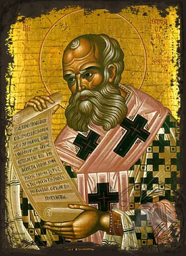 Святой Афанасий Великий, патриарх Александрийский, византийская икона под старину