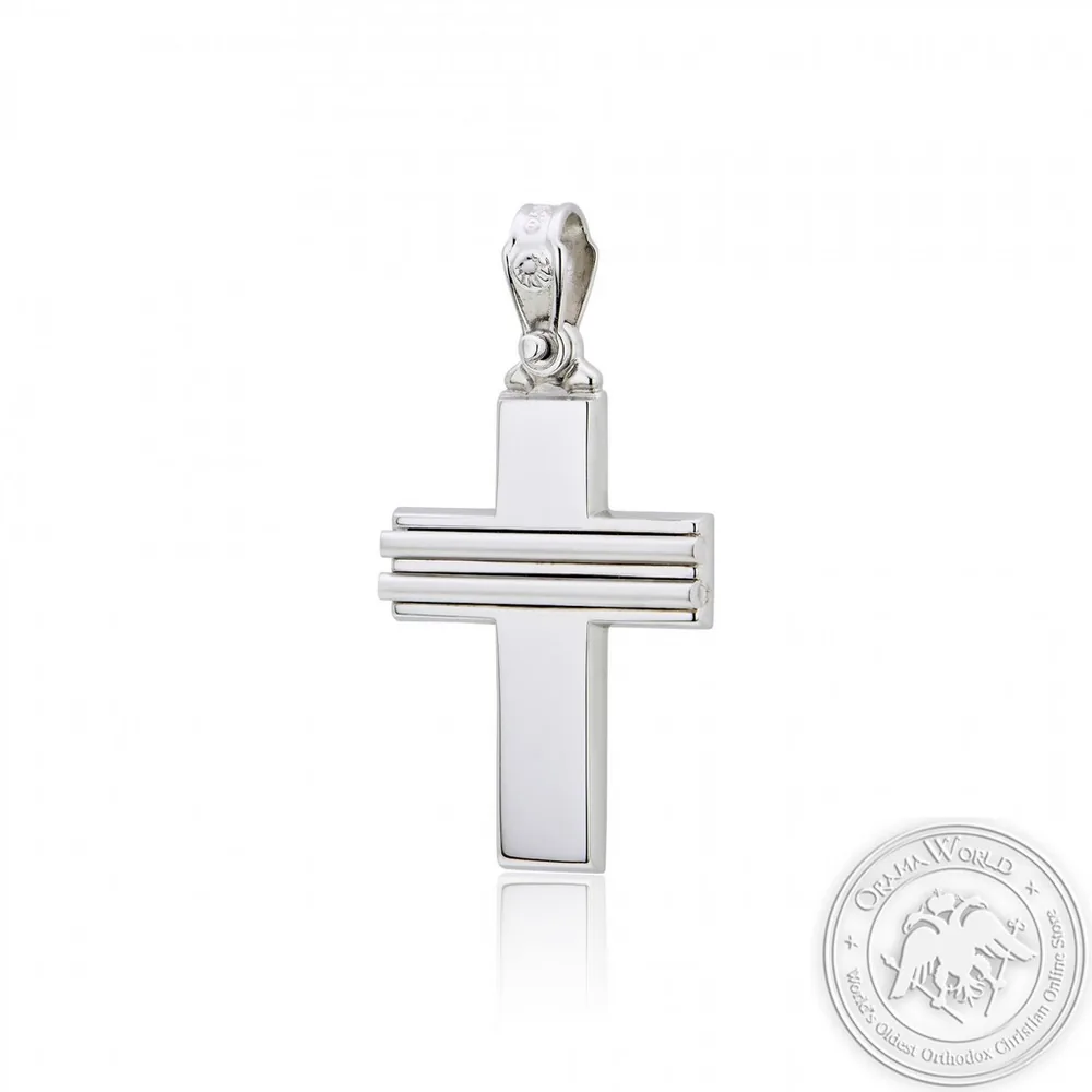 Christening Cross for Boys made of 14K White Gold