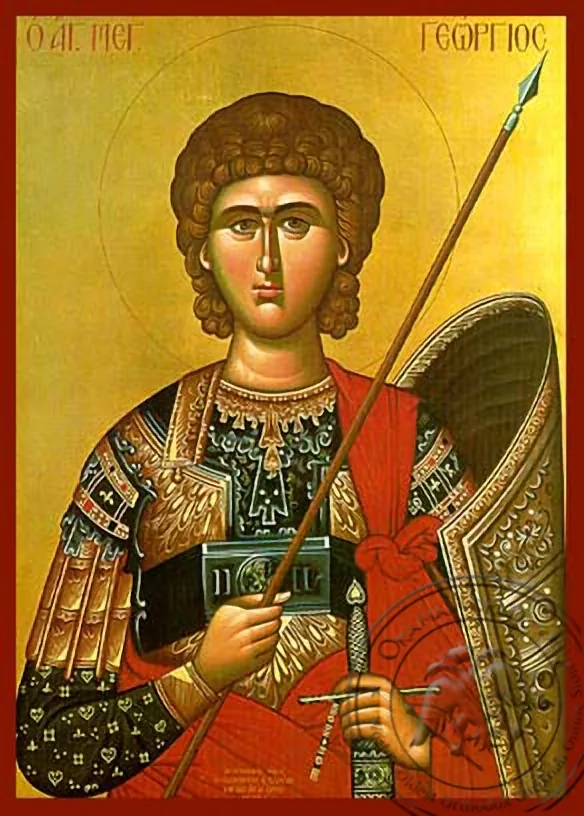 Saint George the Great Martyr, Half - Hand Painted Icon