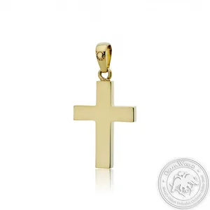 Christening Cross for Boys made of 14K Yellow Gold