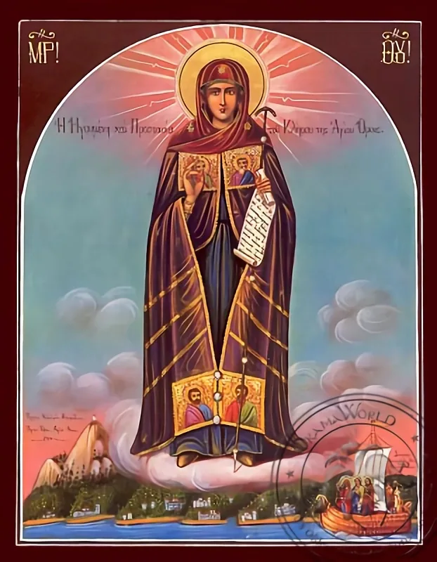 Virgin, Abbess of Mount Athos, Full Body - Nazarene Art Icon