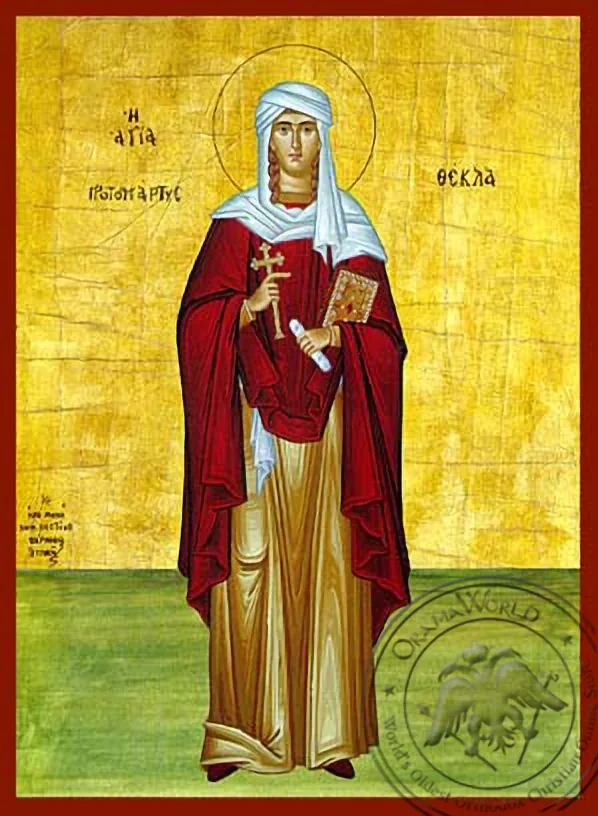 Saint Thecla, First Woman Martyr and Equal-To-The-Apostles, of Iconium, Full Body - Hand Painted Icon