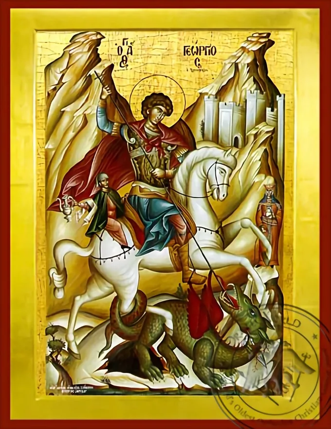 Святой великомученик Георгий, на коне, византийская икона