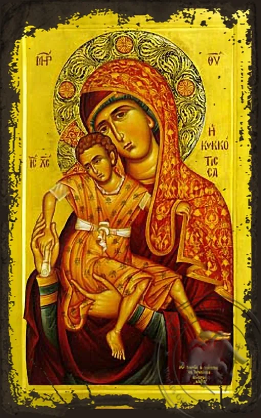 ღვთისმშობელი კიკოსის, ძველებურად გაფორმებული ბიზანტიური ხატი