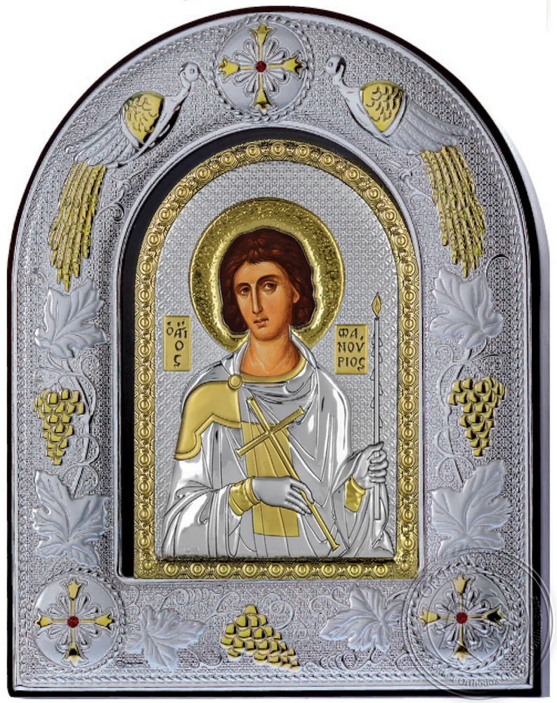 წმინდა ფანურიოსი, ვერცხლის ხატი მინის ჩარჩოში