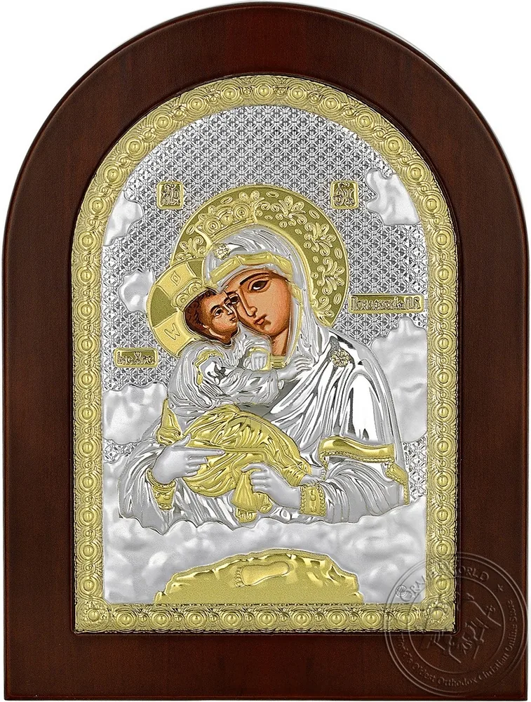 Пресвятая Богородица Почаев, серебряная икона