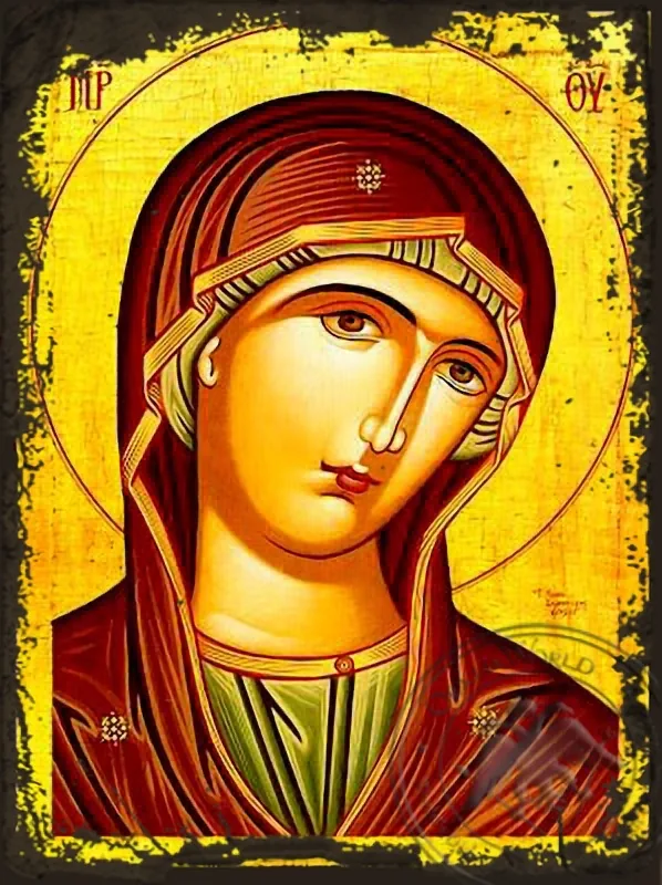 Virgin, Matron, Bust - Aged Byzantine Icon