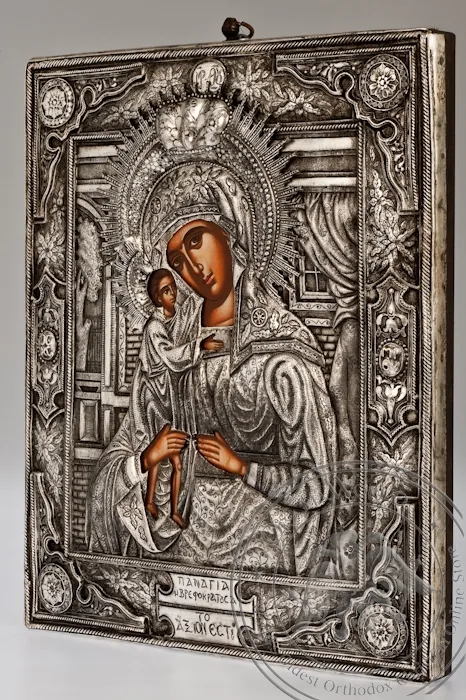The Holy Virgin Mary 'Axion Esti' - Handmade Metal Icon