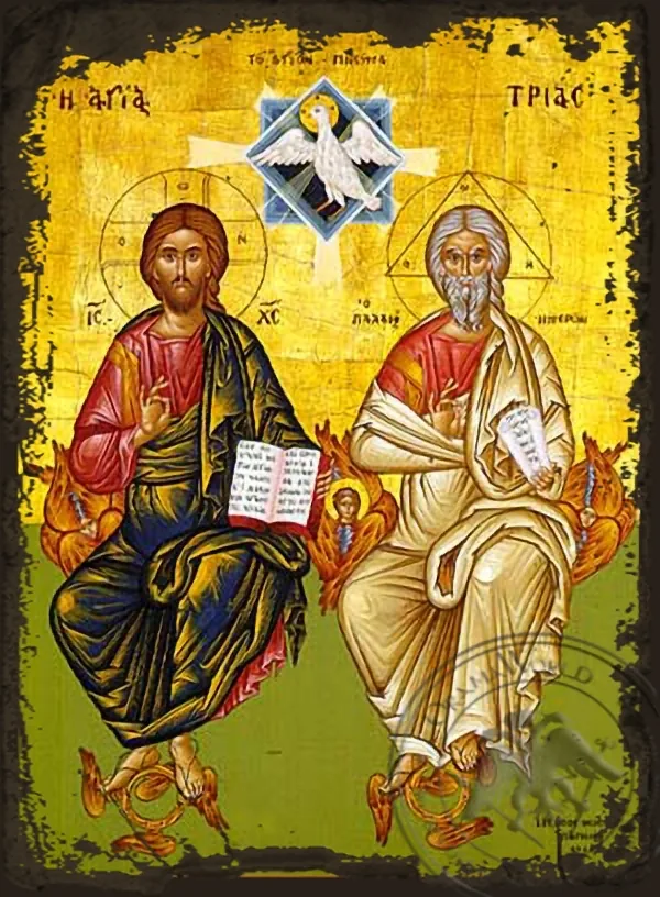 წმინდა სამება, ძველებურად გაფორმებული ბიზანტიური ხატი